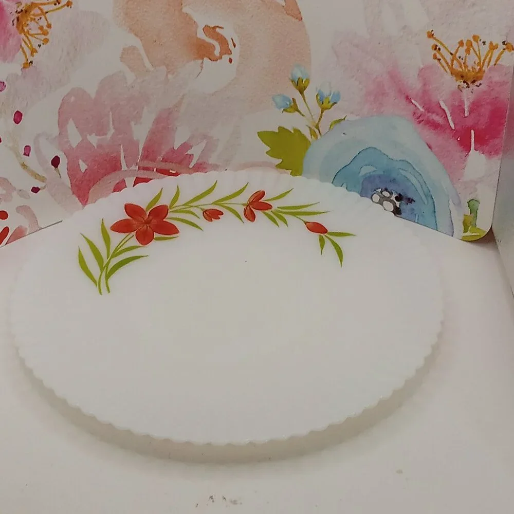 PETALWARE Milk Glass Dinner Plate Florette Pattern Vtg 11" Round - Picture 2 of 7